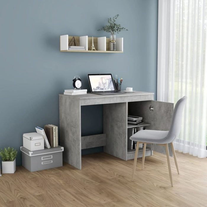 Birou, gri beton, 100x50x76 cm, lemn prelucrat - WALTI WALTI