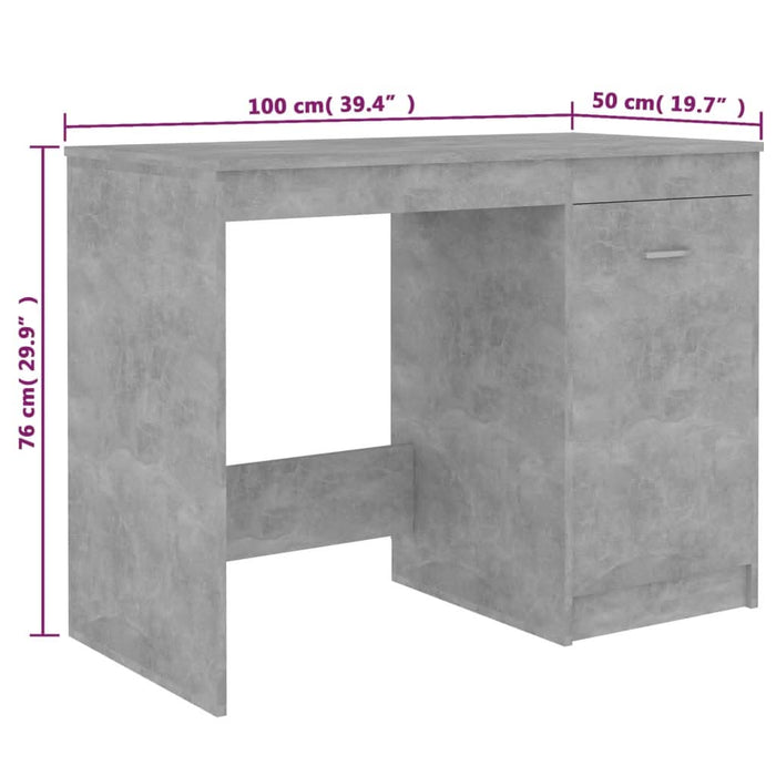 Birou, gri beton, 100x50x76 cm, lemn prelucrat - WALTI WALTI