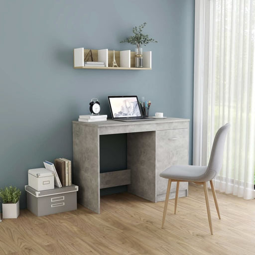 Birou, gri beton, 100x50x76 cm, lemn prelucrat - WALTI WALTI