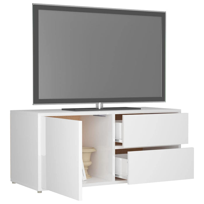 Dulap TV, alb extralucios, 80x34x36 cm, lemn prelucrat WALTI