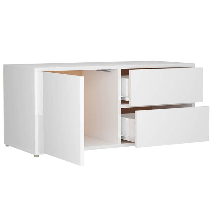 Dulap TV, alb extralucios, 80x34x36 cm, lemn prelucrat WALTI