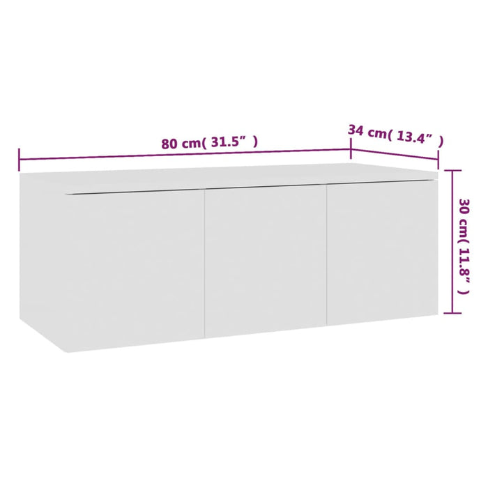 Dulap TV, alb, 80x34x30 cm, lemn prelucrat - WALTI WALTI
