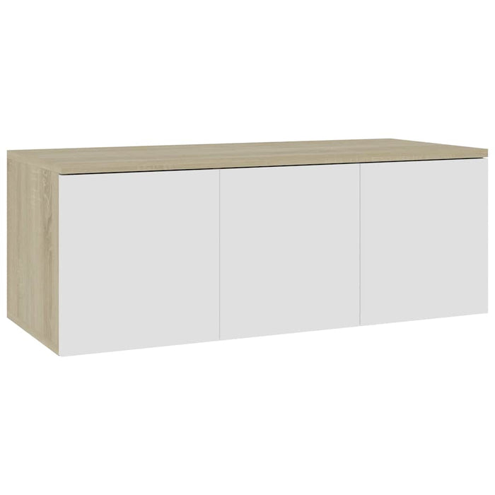 Comodă TV, alb și stejar Sonoma, 80 x 34 x 30 cm, PAL WALTI