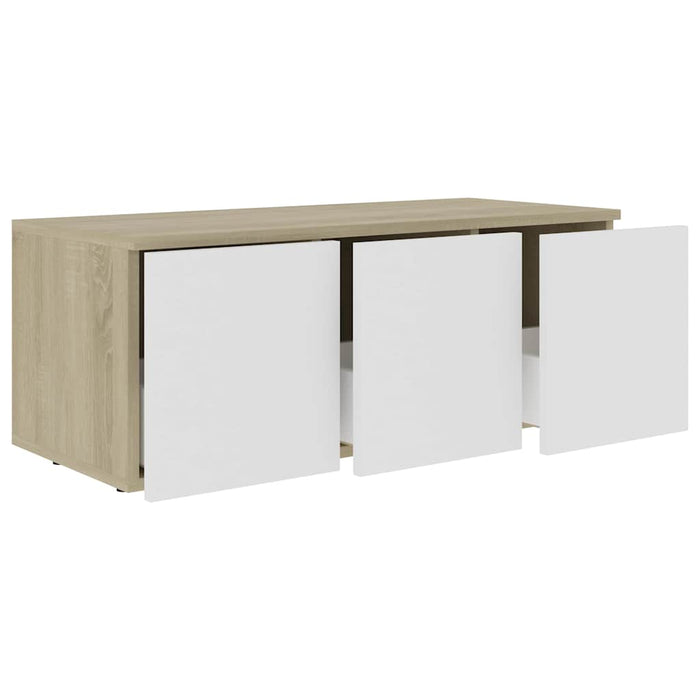 Comodă TV, alb și stejar Sonoma, 80 x 34 x 30 cm, PAL WALTI