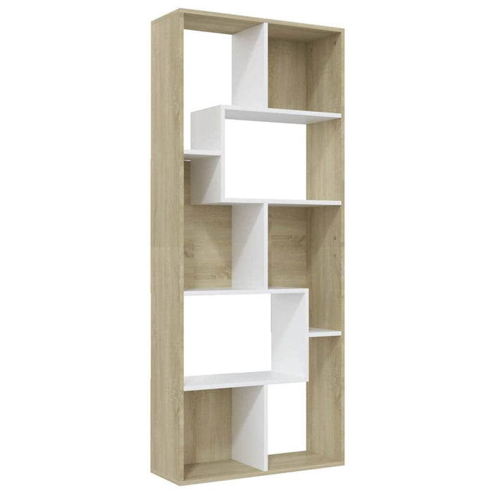 Bibliotecă, alb și stejar sonoma, 67x24x161 cm, lemn prelucrat WALTI