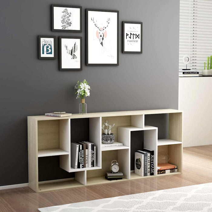 Bibliotecă, alb și stejar sonoma, 67x24x161 cm, lemn prelucrat WALTI