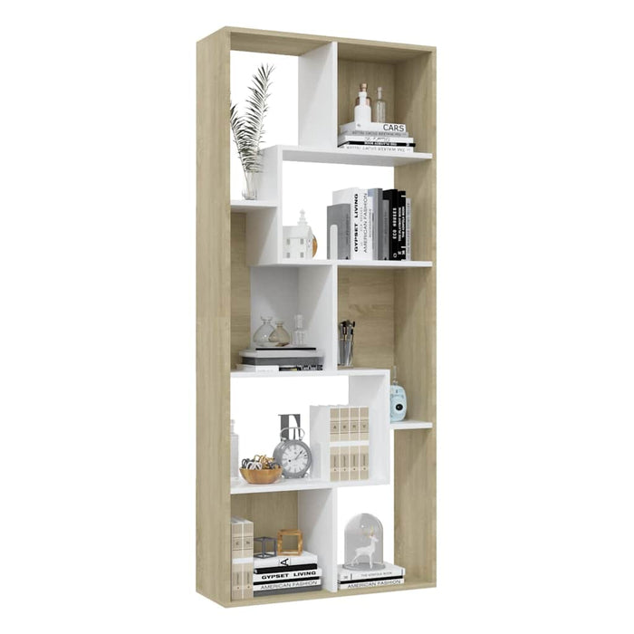 Bibliotecă, alb și stejar sonoma, 67x24x161 cm, lemn prelucrat WALTI
