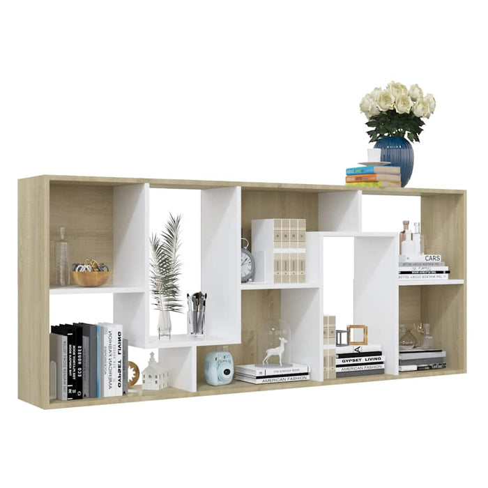 Bibliotecă, alb și stejar sonoma, 67x24x161 cm, lemn prelucrat WALTI