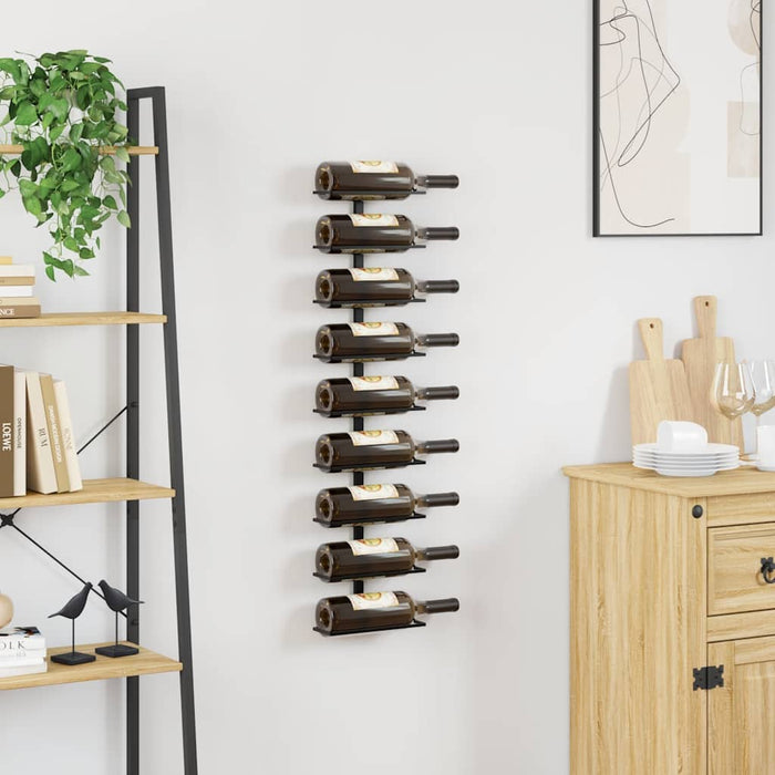 Suport sticle de vin de perete, 9 sticle, negru, fier - WALTI WALTI