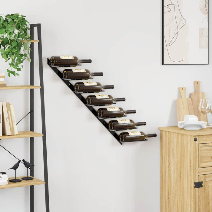 Suport sticle de vin de perete pentru 7 sticle, negru, metal - WALTI WALTI