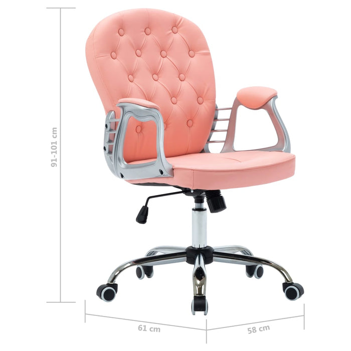 Scaun de birou pivotant, roz, piele ecologică - WALTI WALTI