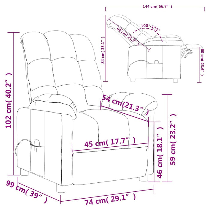 Fotoliu de masaj, crem, material textil WALTI