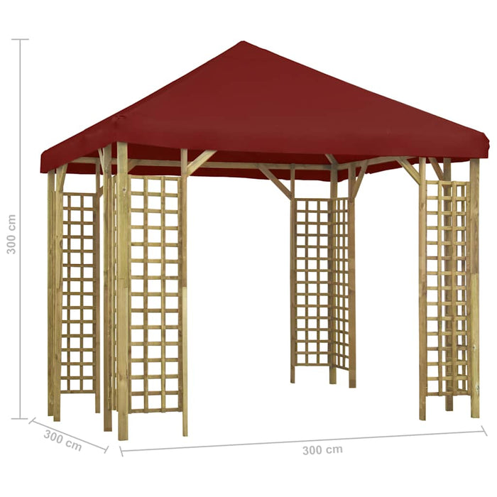 Pavilion, roșu bordo, 3 x 3 m (310032 + 46620) WALTI