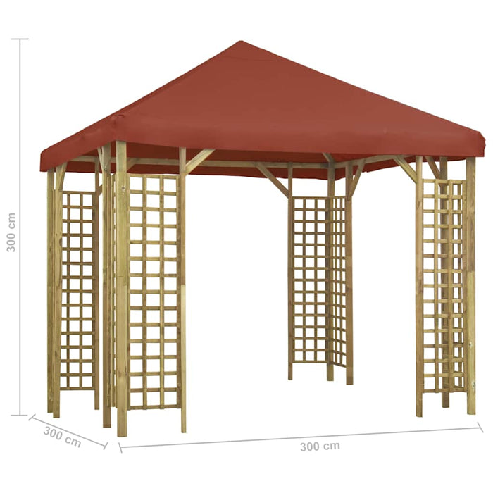 Pavilion, cărămiziu, 3 x 3 m (310032 + 46622) WALTI