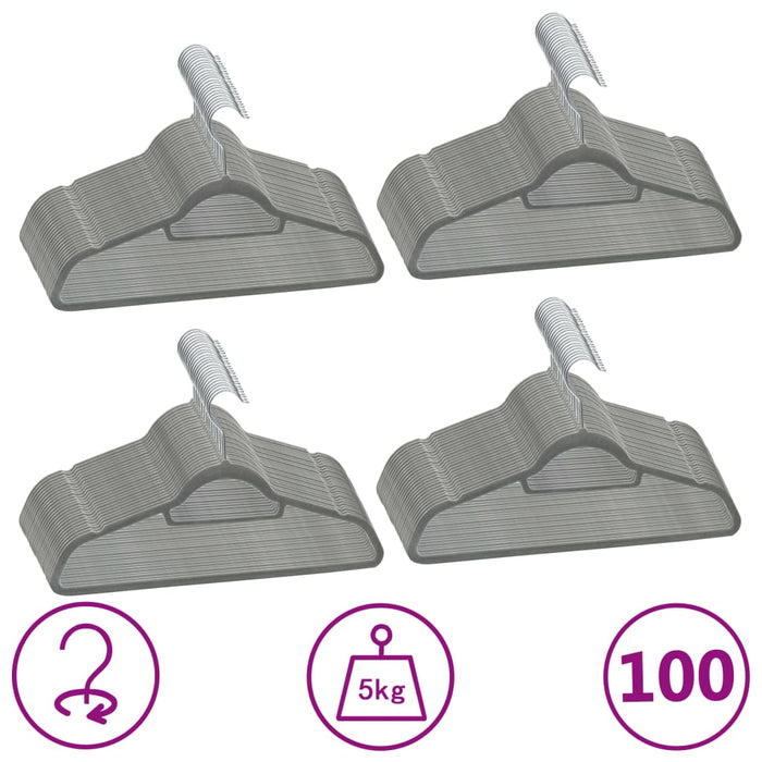 Set de umerașe anti-alunecare, 100 buc., gri, catifea - WALTI WALTI