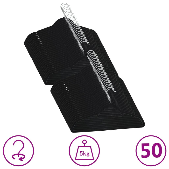 Set de umerașe anti-alunecare, 50 buc., negru, catifea - WALTI WALTI