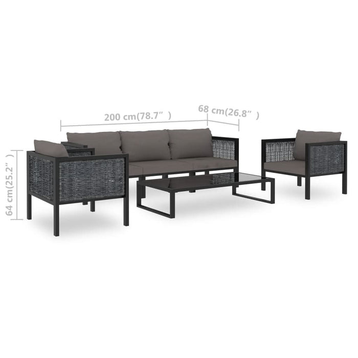 Set mobilier de grădină cu perne, 6 piese, antracit, poliratan - WALTI WALTI