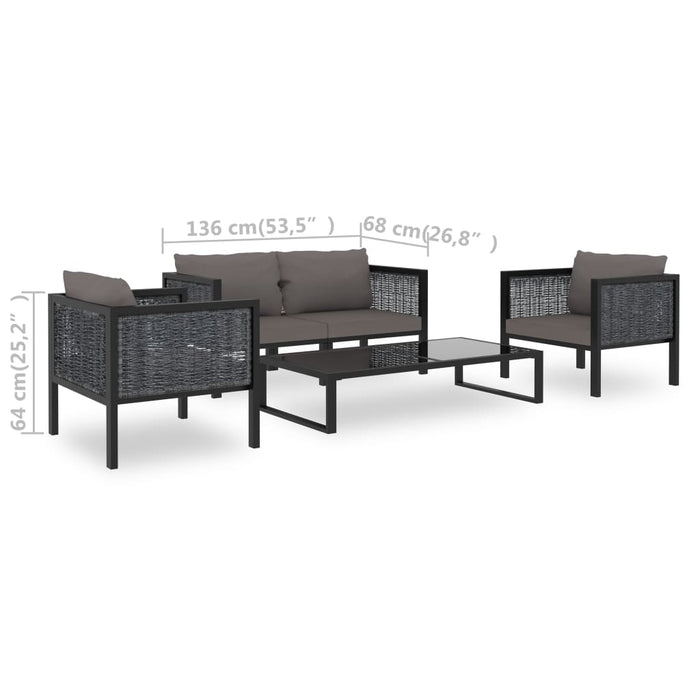 Set mobilier de grădină cu perne, 5 piese, antracit, poliratan WALTI
