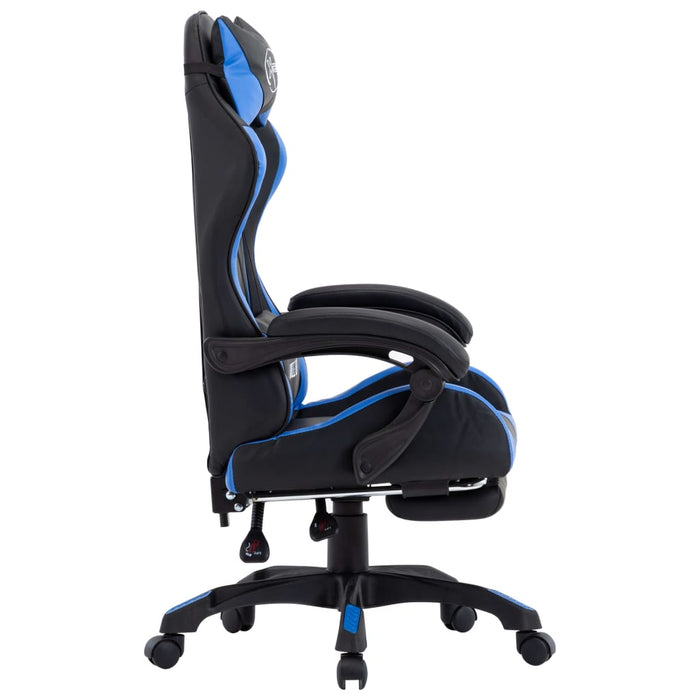 Scaun racing suport picioare albastru/negru piele ecologică - WALTI WALTI