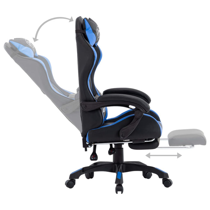 Scaun racing suport picioare albastru/negru piele ecologică - WALTI WALTI