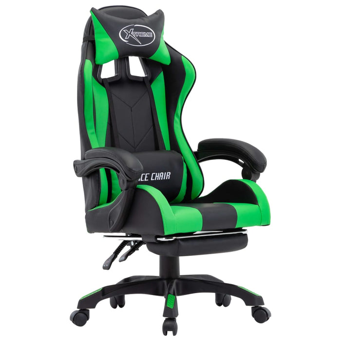 Scaun de racing cu suport picioare verde/negru piele ecologică - WALTI WALTI