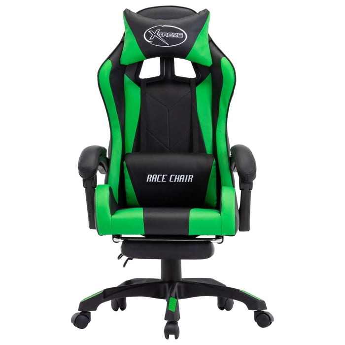 Scaun de racing cu suport picioare verde/negru piele ecologică - WALTI WALTI