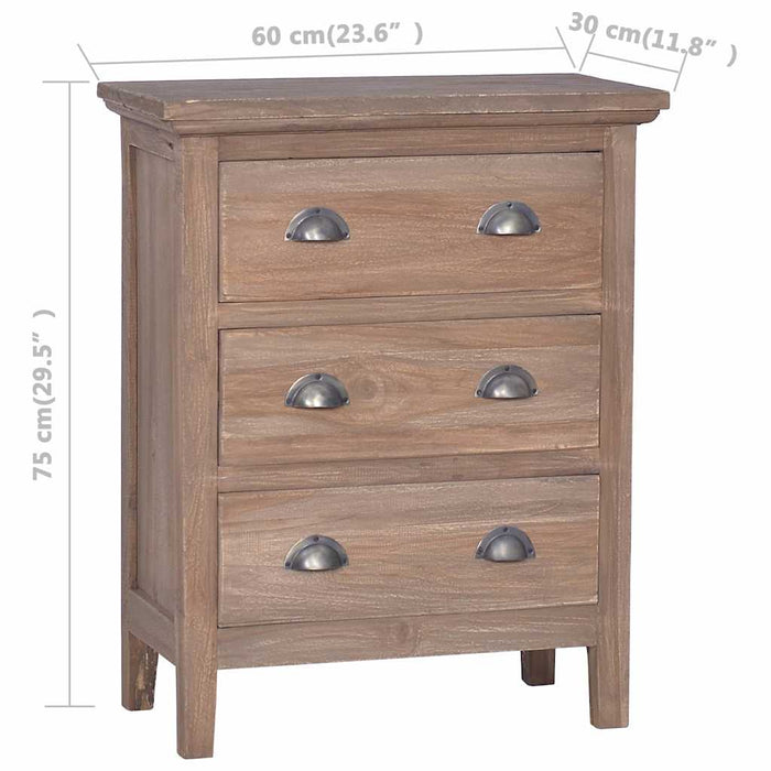 Servantă cu 3 sertare, 60 x 30 x 75 cm, lemn masiv de tec WALTI