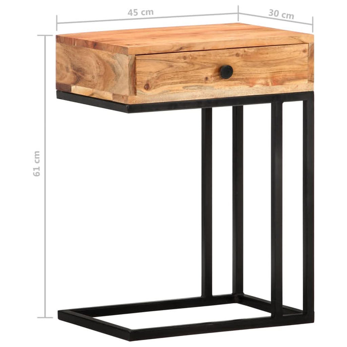 Masă laterală formă U, 45 x 30 x 61 cm, lemn masiv de acacia - WALTI WALTI
