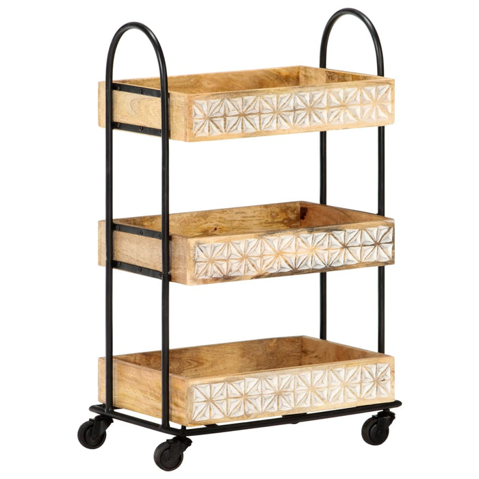 Cărucior bucătărie cu 3 niveluri, 46x30x76 cm, lemn masiv mango WALTI