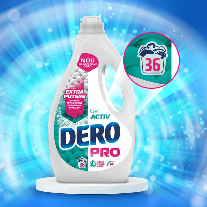 Detergent de rufe lichid DERO Pro Activ Gel, 1.8 l, 36 spalari WALTI