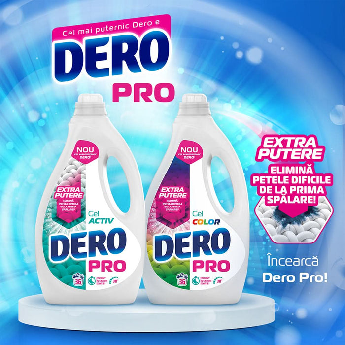 Detergent de rufe lichid DERO Pro Activ Gel, 1.8 l, 36 spalari WALTI