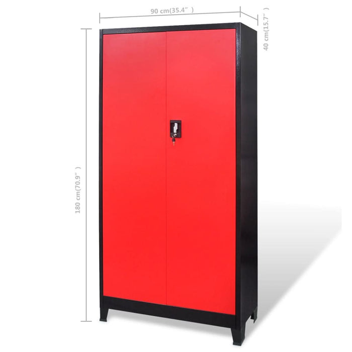 Dulap scule cu ladă pentru scule, 90x40x180 cm roșu/negru, oțel - WALTI WALTI
