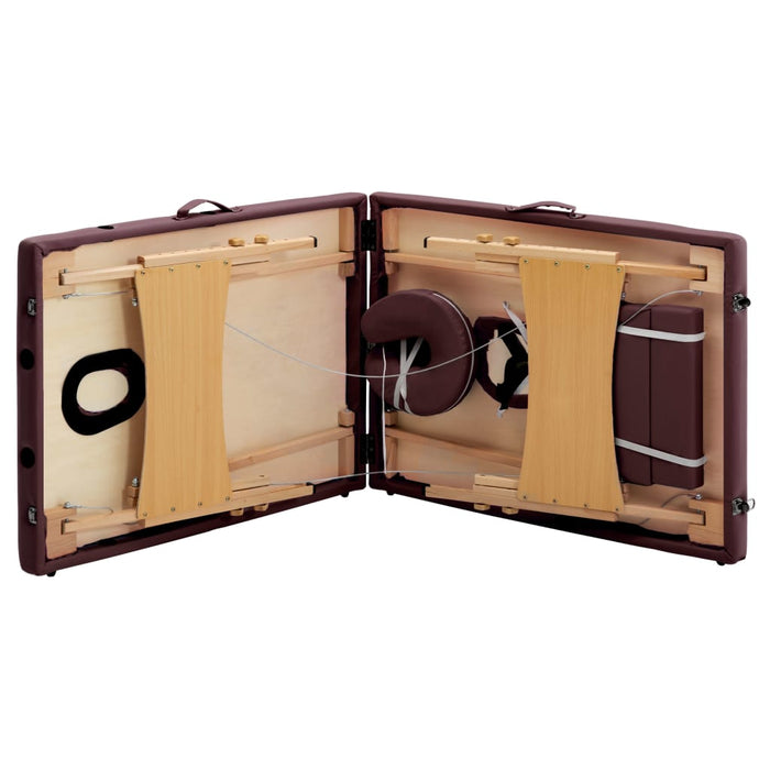 Masă de masaj pliabilă, 2 zone, violet vin, lemn - WALTI WALTI