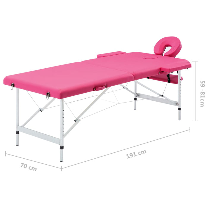Masă de masaj pliabilă, 2 zone, roz, aluminiu - WALTI WALTI