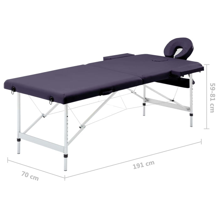 Masă de masaj pliabilă, 2 zone, violet, aluminiu - WALTI WALTI