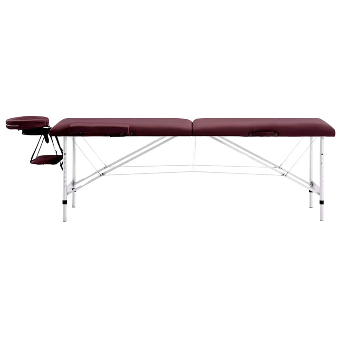 Masă de masaj pliabilă, 2 zone, violet vin, aluminiu - WALTI WALTI