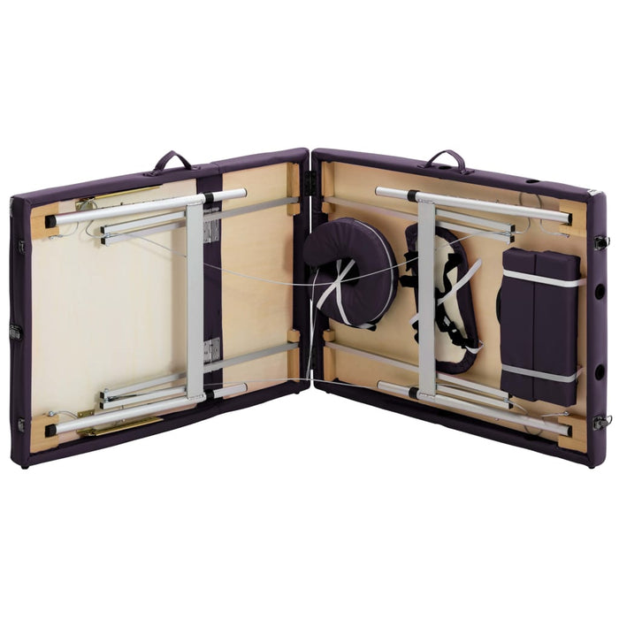 Masă de masaj pliabilă, 3 zone, violet, aluminiu - WALTI WALTI