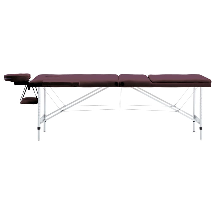 Masă de masaj pliabilă cu 3 zone, violet vin, aluminiu - WALTI WALTI