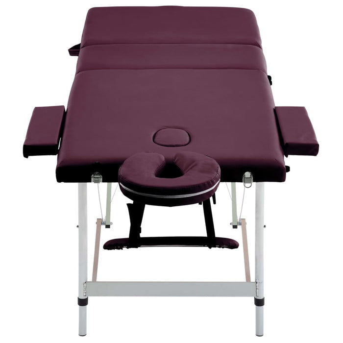 Masă de masaj pliabilă cu 3 zone, violet vin, aluminiu - WALTI WALTI