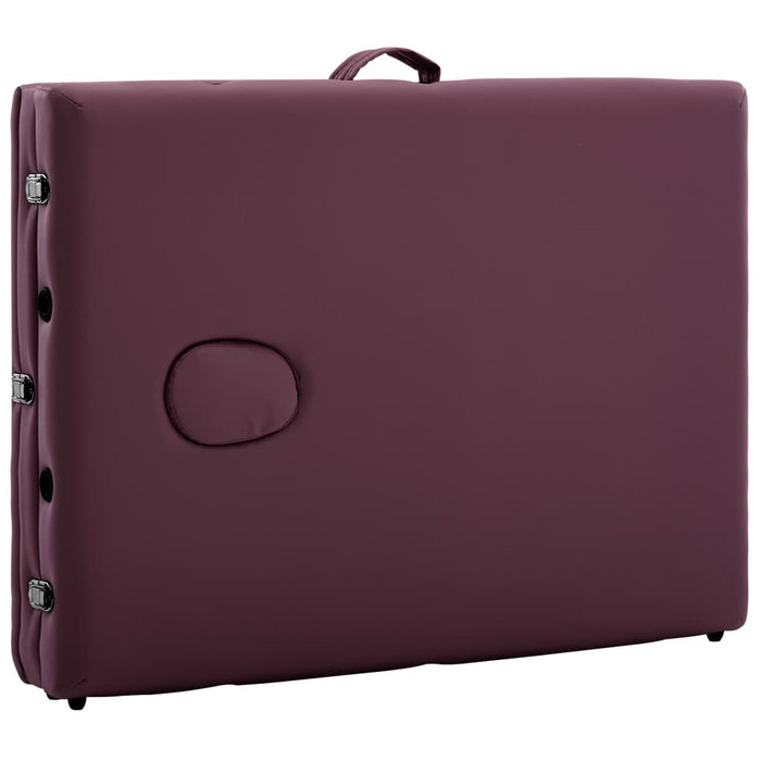 Masă de masaj pliabilă cu 3 zone, violet vin, aluminiu - WALTI WALTI