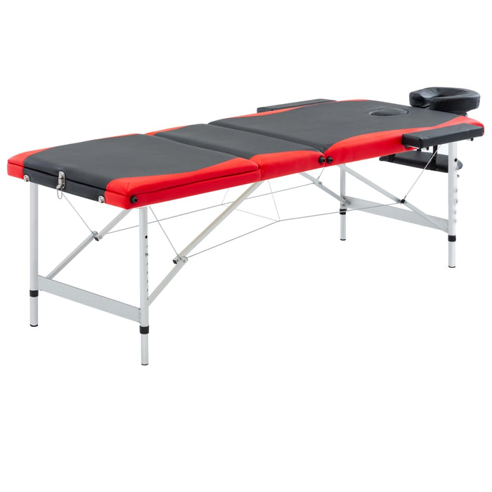 Masă pliabilă de masaj, 3 zone, negru și roșu, aluminiu - WALTI WALTI