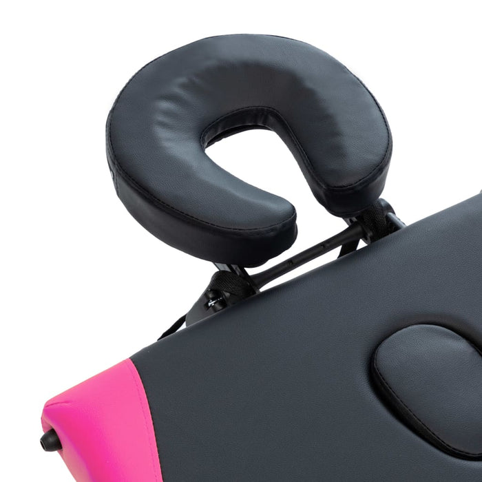 Masă pliabilă de masaj, 3 zone, negru și roz, aluminiu WALTI