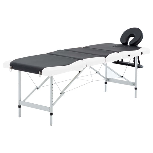 Masă pliabilă de masaj, 4 zone, negru și alb, aluminiu - WALTI WALTI