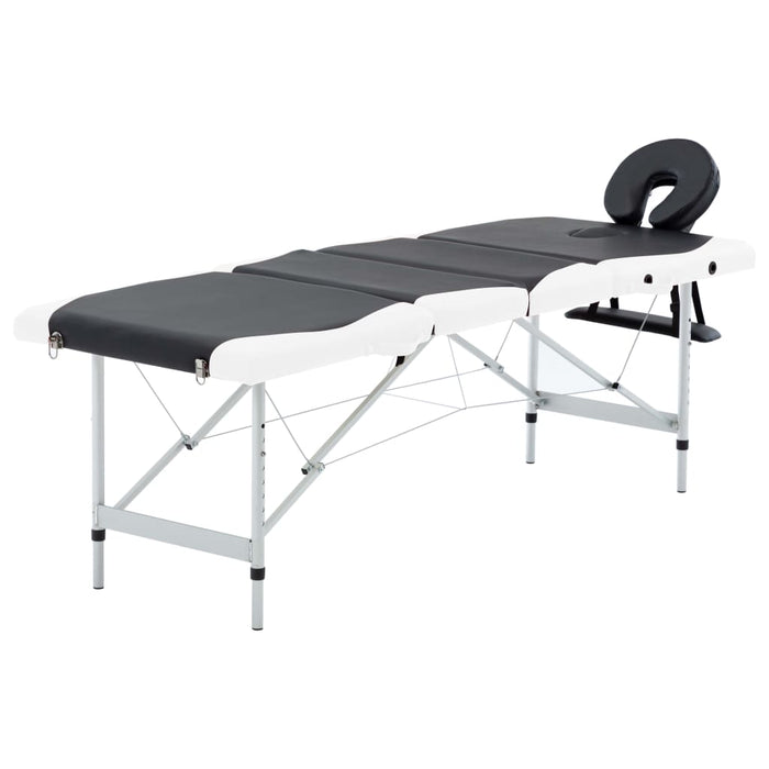 Masă pliabilă de masaj, 4 zone, negru și alb, aluminiu - WALTI WALTI