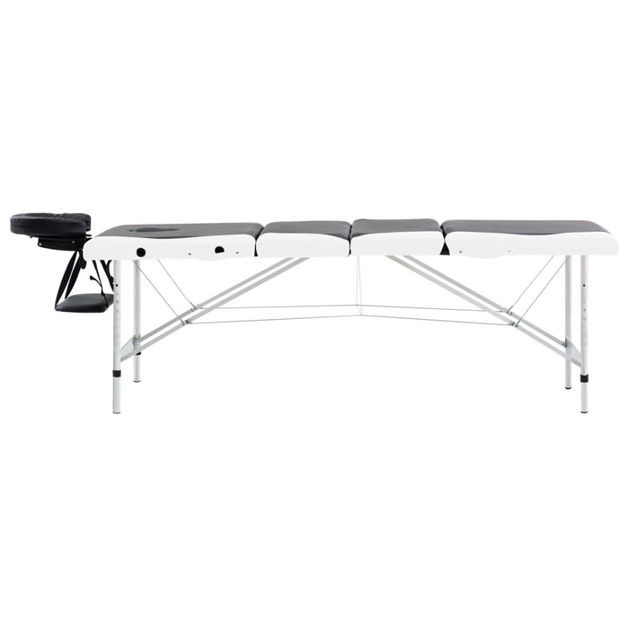 Masă pliabilă de masaj, 4 zone, negru și alb, aluminiu - WALTI WALTI