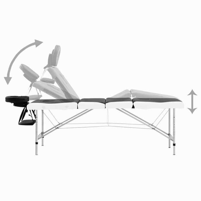 Masă pliabilă de masaj, 4 zone, negru și alb, aluminiu - WALTI WALTI