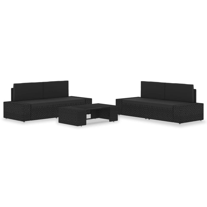 Set mobilier de grădină, 5 piese, negru, poliratan WALTI