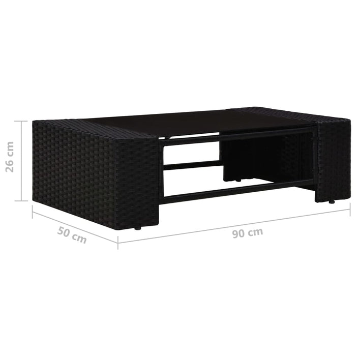 Set mobilier de grădină, 5 piese, negru, poliratan WALTI