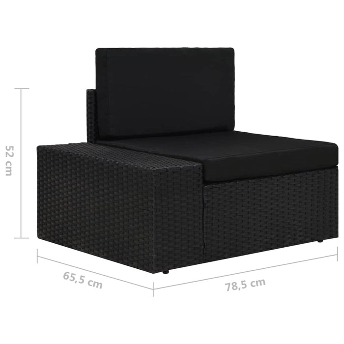 Set mobilier de grădină, 5 piese, negru, poliratan WALTI