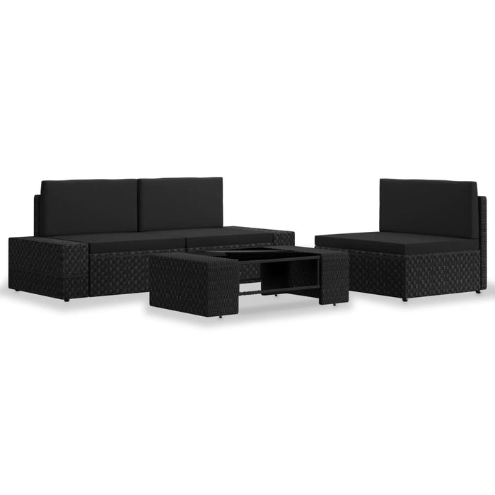 Set mobilier de grădină, 4 piese, negru, poliratan - WALTI WALTI